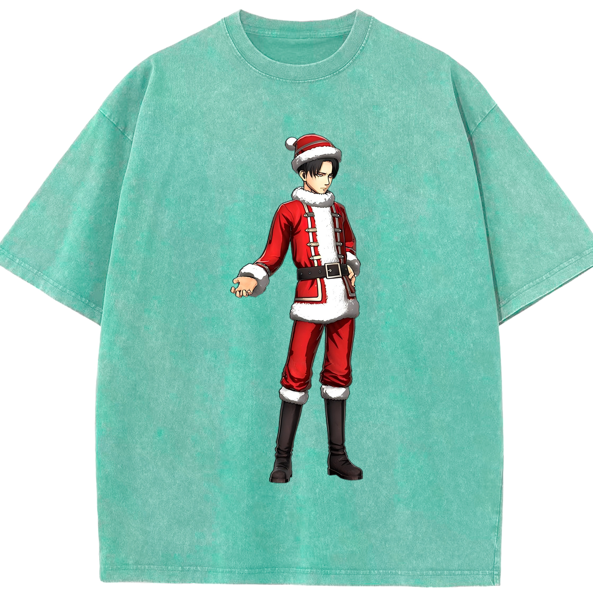 （画像用） 進撃の巨人 リヴァイ·アッカーマン Attack on Titan Levi Ackerman 綿100% ヴィンテージ風 半袖Tシャツ（フロントプリント）